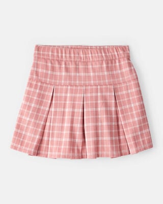 Product image 1 of Kid Plaid Pleated Pull-On Skort - Pink