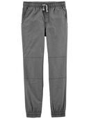 Grey - Kid Elastic Waist Poplin Joggers, Selected