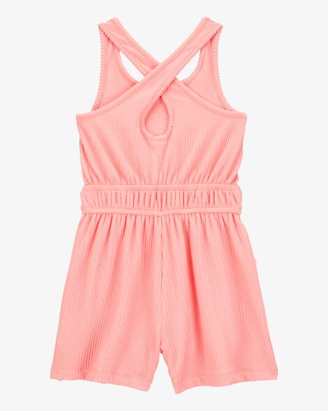  Product image 2 of Kid Ribbed Textured Romper - Coral