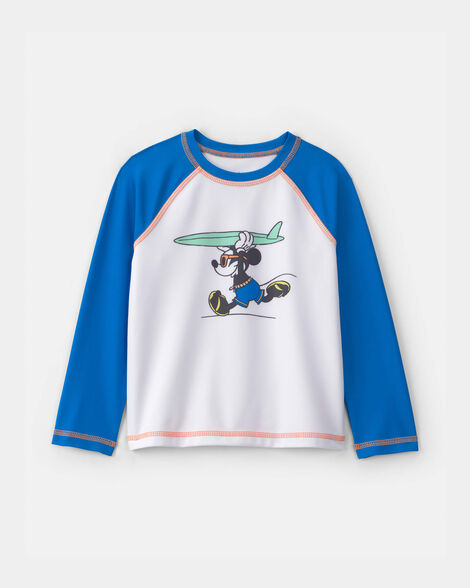 toddler boy disney© mickey mouse long-sleeve rashguard - blue/white