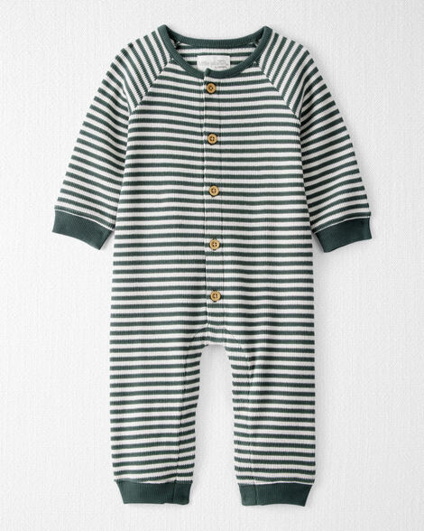 Product image 1 of Baby Organic Cotton Waffle Knit Jumpsuit in Stripes