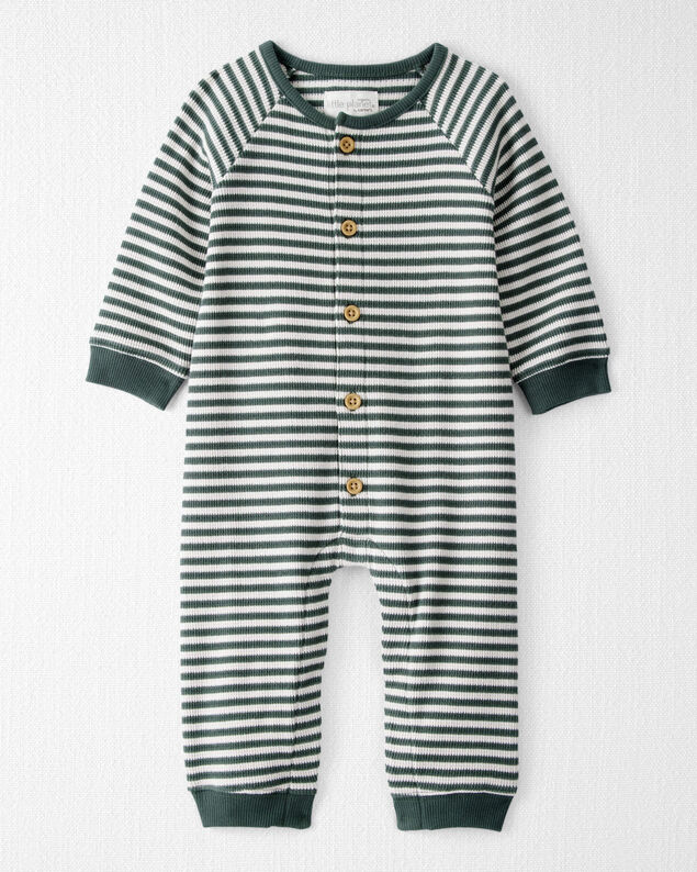 Product image 1 of Baby Organic Cotton Waffle Knit Jumpsuit in Stripes