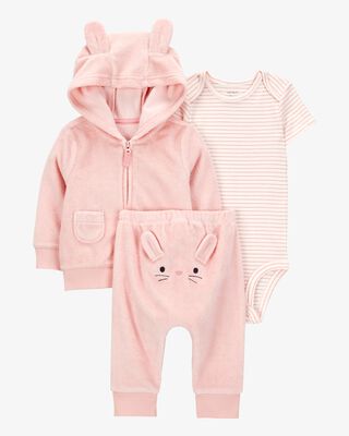 Product image 1 of Baby 3-Piece Bunny Little Cardigan Set - Pink