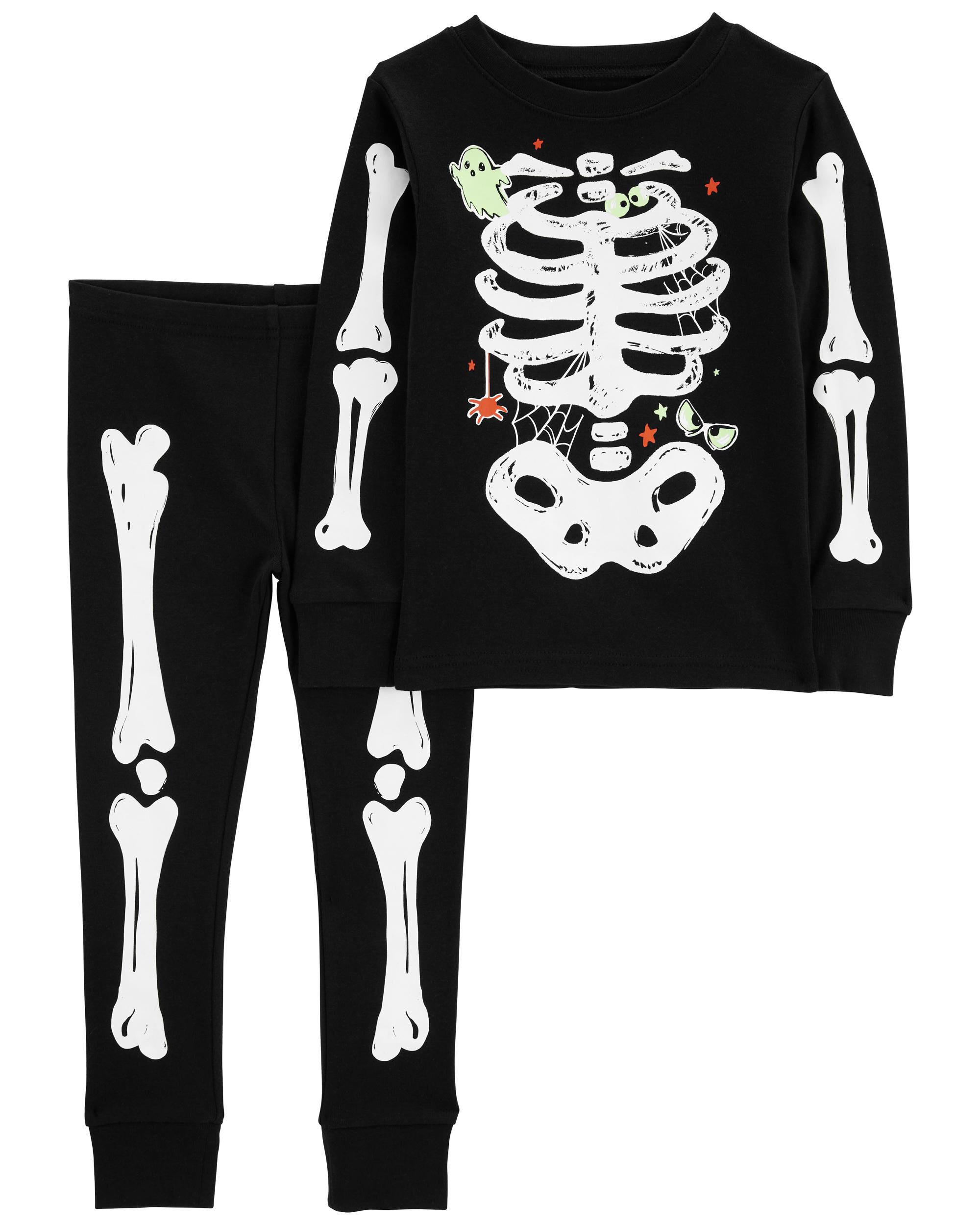Baby 2 Piece Glow Halloween Skeleton 100 Cotton Pajamas