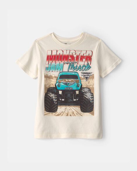 boys monster truck graphic tee - cream