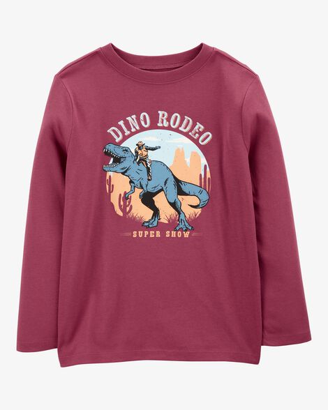  Product image 1 of Kid Dino Rodeo Long-Sleeve Graphic Tee - Red