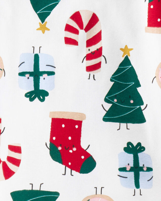 Product image 2 of Baby Festive Friends Santa Christmas 100% Cotton Long-Sleeve Snug Fit 2-Piece Pajamas - White