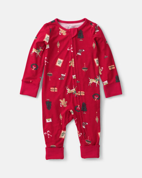 Image of Baby Christmas PurelySoft™ 2-Way Zip Sleep & Play Pajamas - Red