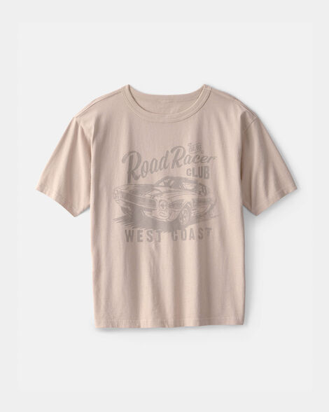 Boys Road Racer Car Graphic Tee - Tan