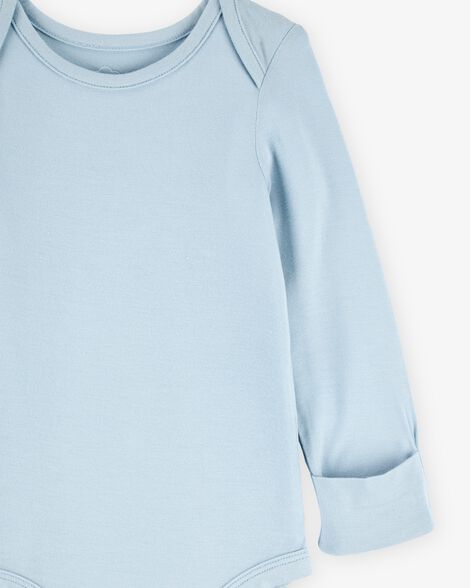 Product image 3 of Baby 2-Pack Long-Sleeve PurelySoft Bodysuits - Blue/Ivory