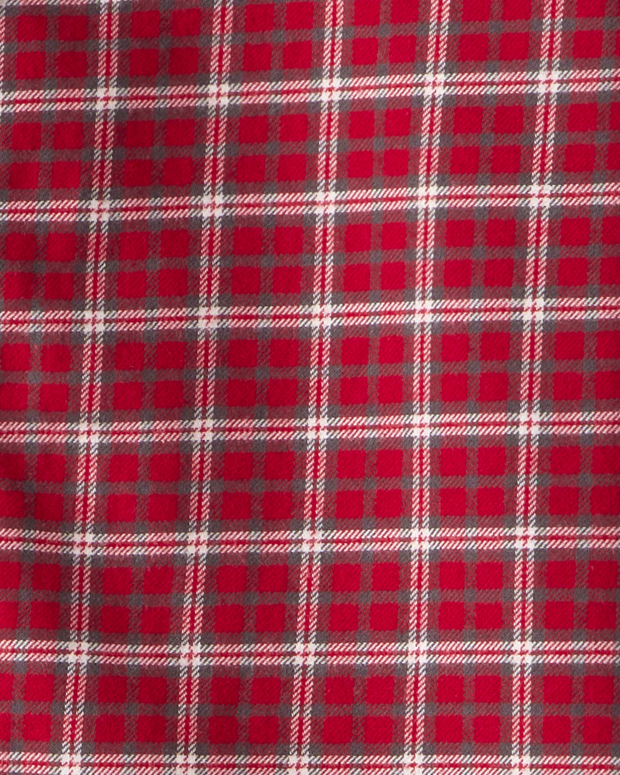 Boys Plaid Cotton Long-Sleeve Button-Down Shirt - Red