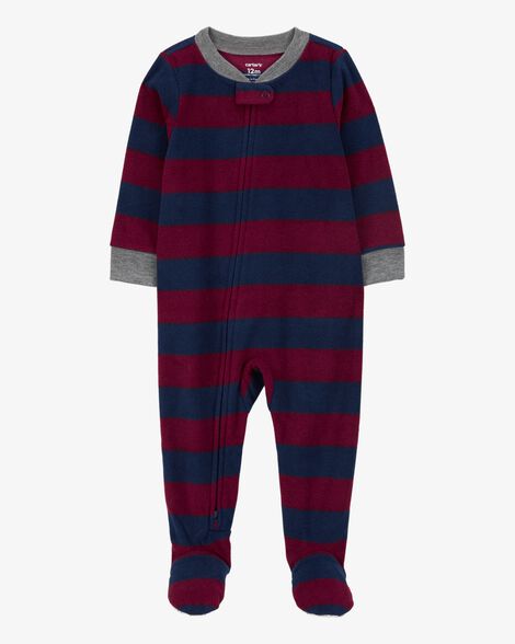 Baby 1-Piece Striped Fleece Footie Pajamas