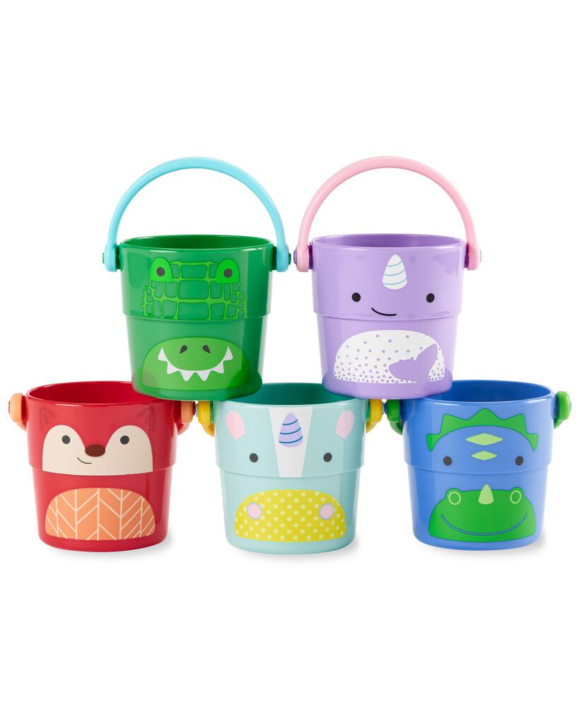 Skip Hop Zoo Stack and Pour Buckets Toy - Multicolor