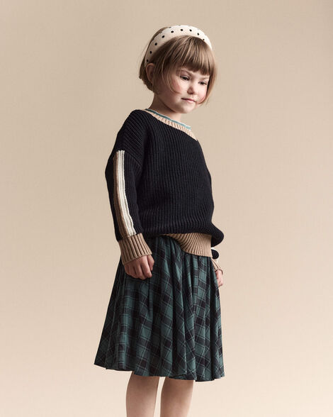 Toddler Girl Avenue Twirl™ Midi Skirt in Plaid - Green/Black
