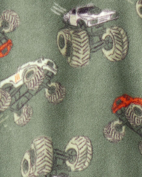 Product image 2 of Kid 1-Piece Monster Truck Fleece Footie Pajamas - Green