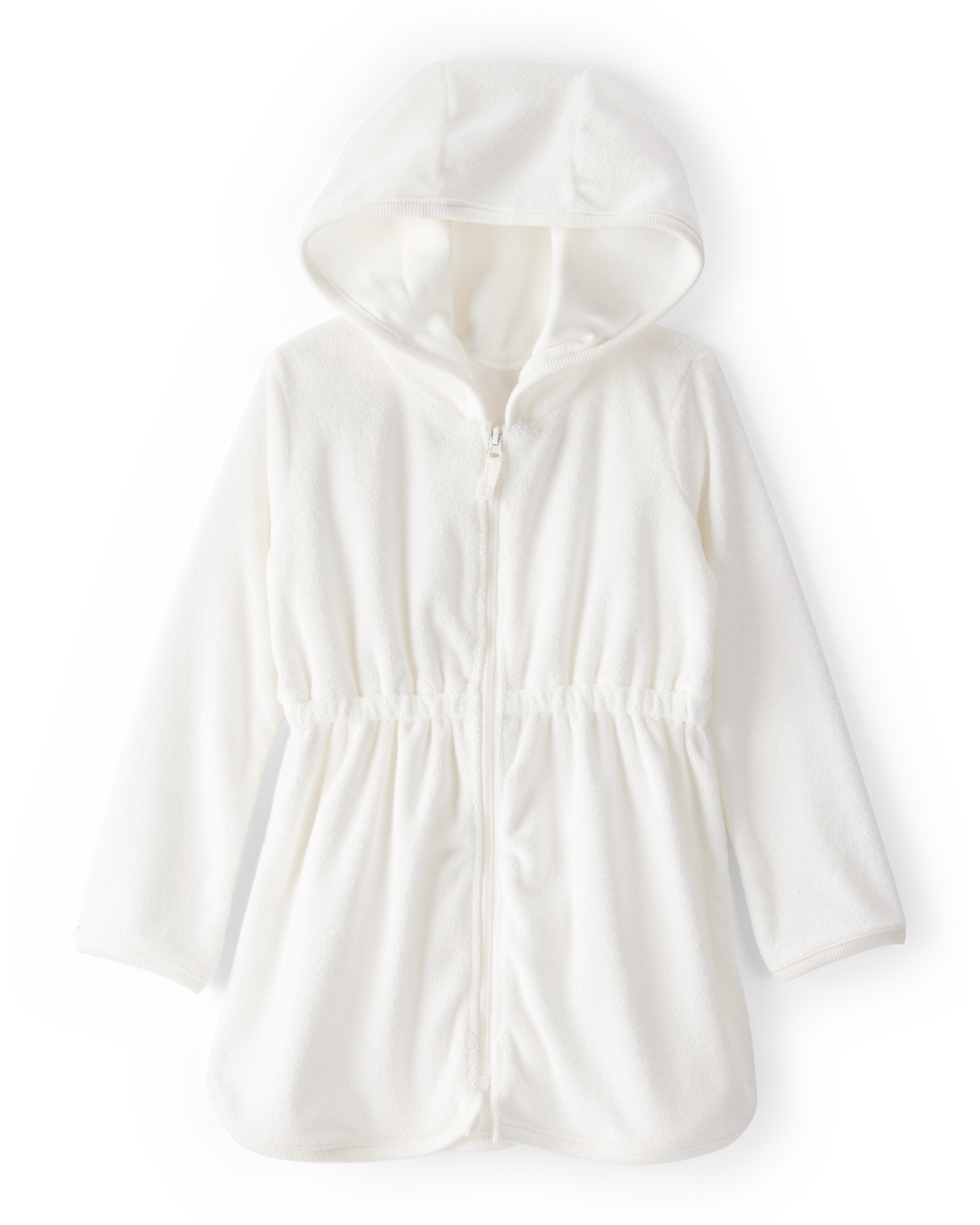 Toddler Girl Hooded Terry Cloth Swim Cover-Up Dress - White