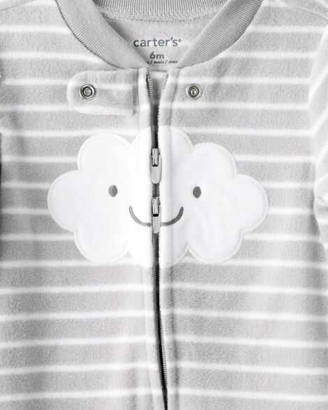 Baby Cloud Print Loose Fit Sleep & Play Pajamas - Grey