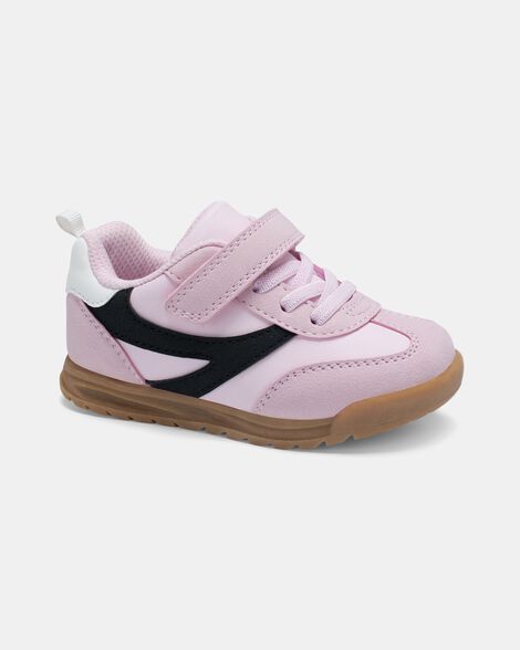toddler girl striped casual sneakers - pink