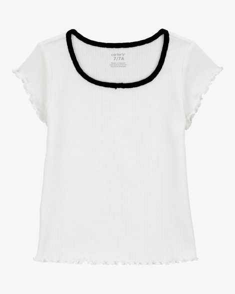 kid pointelle baby tee - white