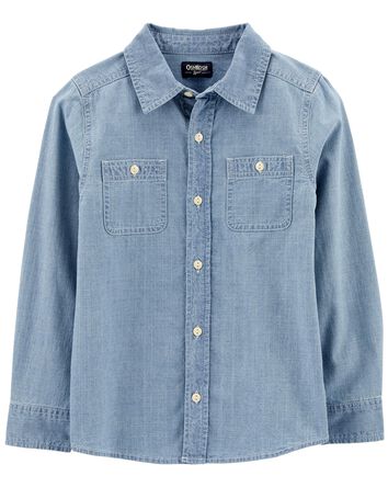 Kid Button-Front Chambray Shirt
