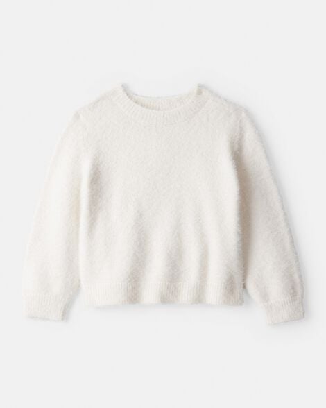 toddler girl brushed sweater - white