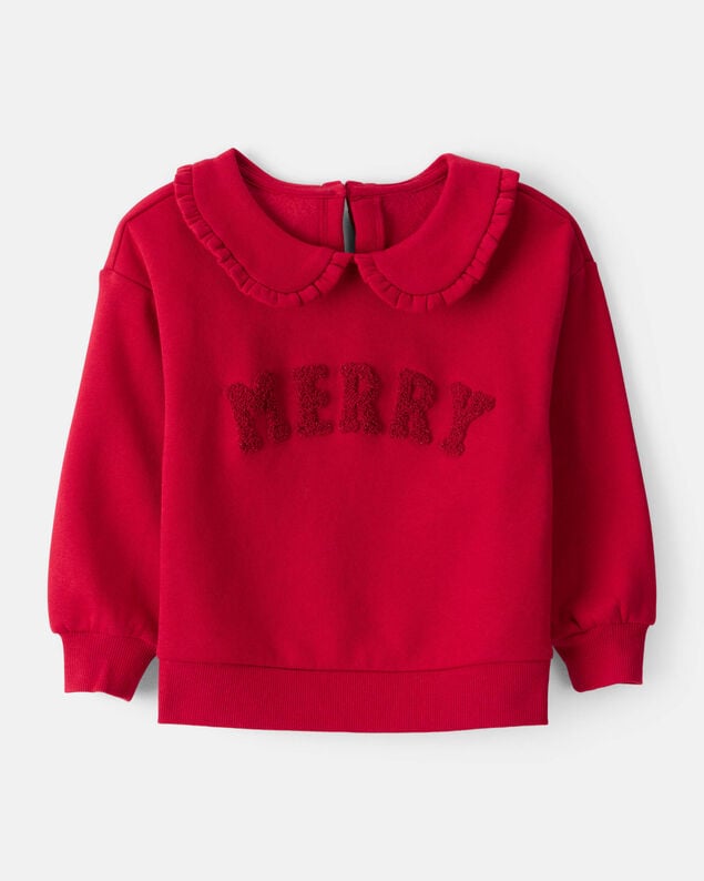 Product image 1 of Toddler Girl DayDream Fleece Christmas Merry Long-Sleeve Pullover Sweatshirt - Red