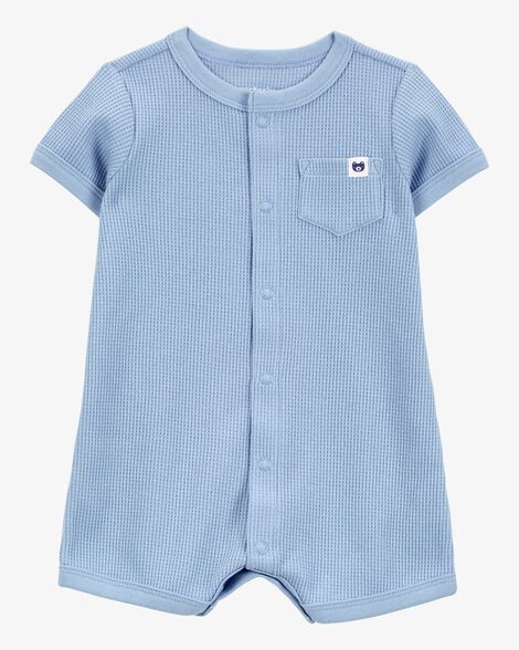  Product image 1 of Baby Waffle Knit Short-Sleeve Romper - Blue