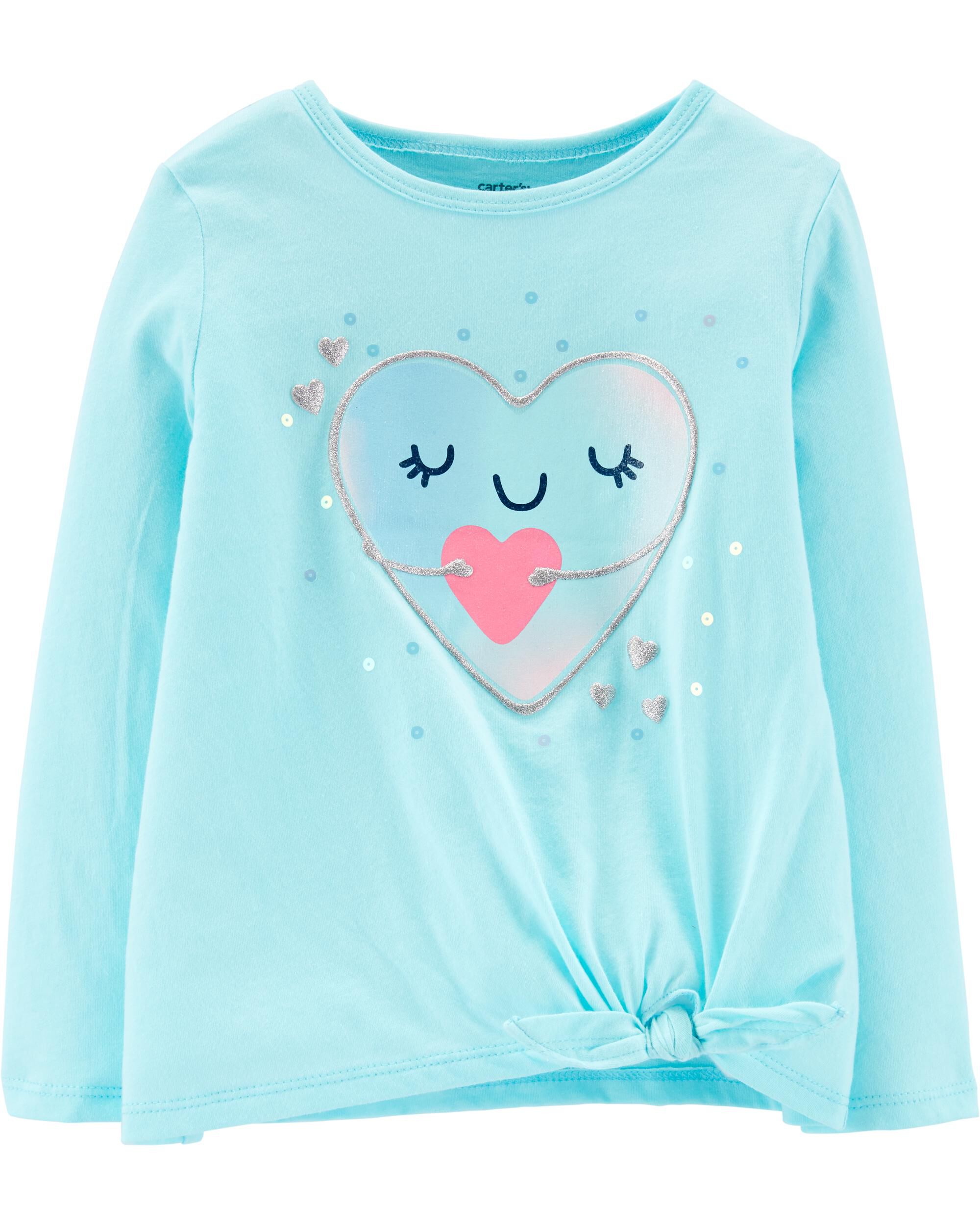 *CLEARANCE* Glitter Heart Tie-Front Jersey Tee