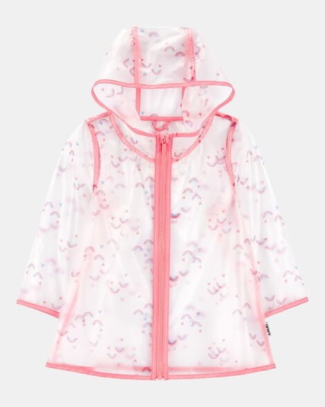 toddler girl rainbow translucent rain jacket - pink