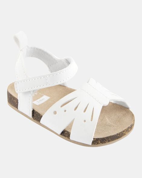 baby butterfly faux cork sandals - white