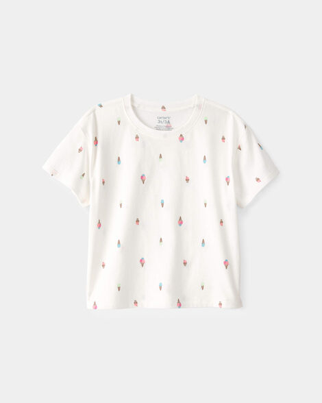 toddler girl ice cream relaxed top - ivory