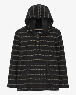 Product image 1 of Kid Long-Sleeve Striped Hooded Pullover - Black