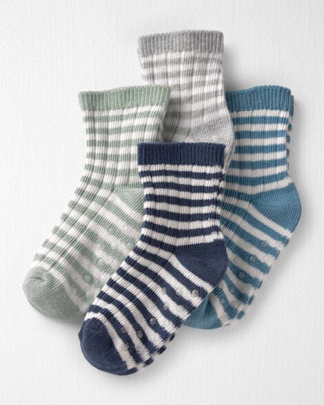 Toddler 4-Pack Slip Resistant Socks Made with Organic Cotton
