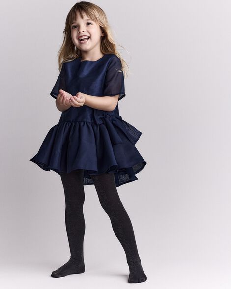 Toddler Girl Drop Waist Short-Sleeve Dress - Navy