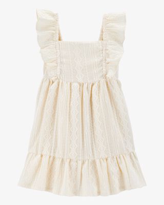 Product image 1 of Toddler Crochet Flutter-Sleeve Dress - Ivory