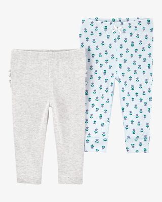 Product image 2 of Baby 2-Pack Floral Pull-On Pants - Grey/Blue