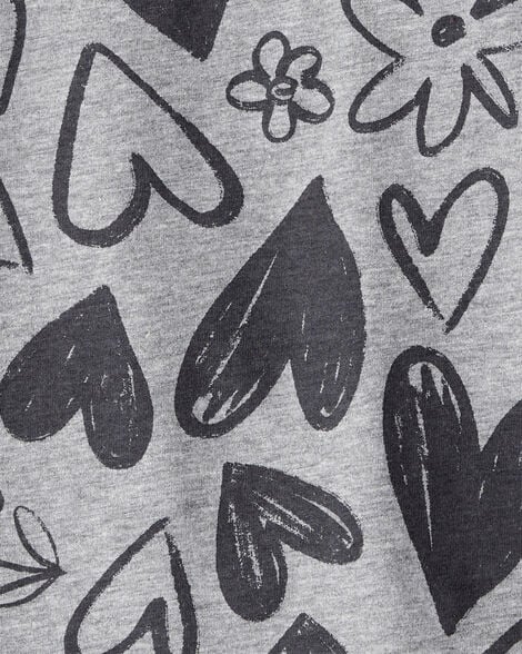 Toddler Girl Heart Print Long-Sleeve Top - Grey