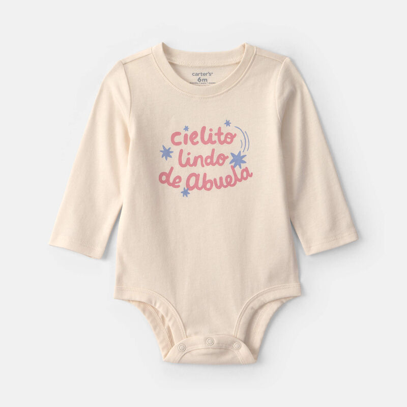 Baby Girl 'Cielito Lindo De Abuela' Long-Sleeve Graphic Bodysuit - Cream