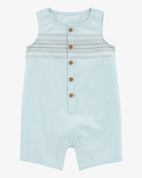  Product image 1 of Baby Tribal Print Button-Front Romper - Blue