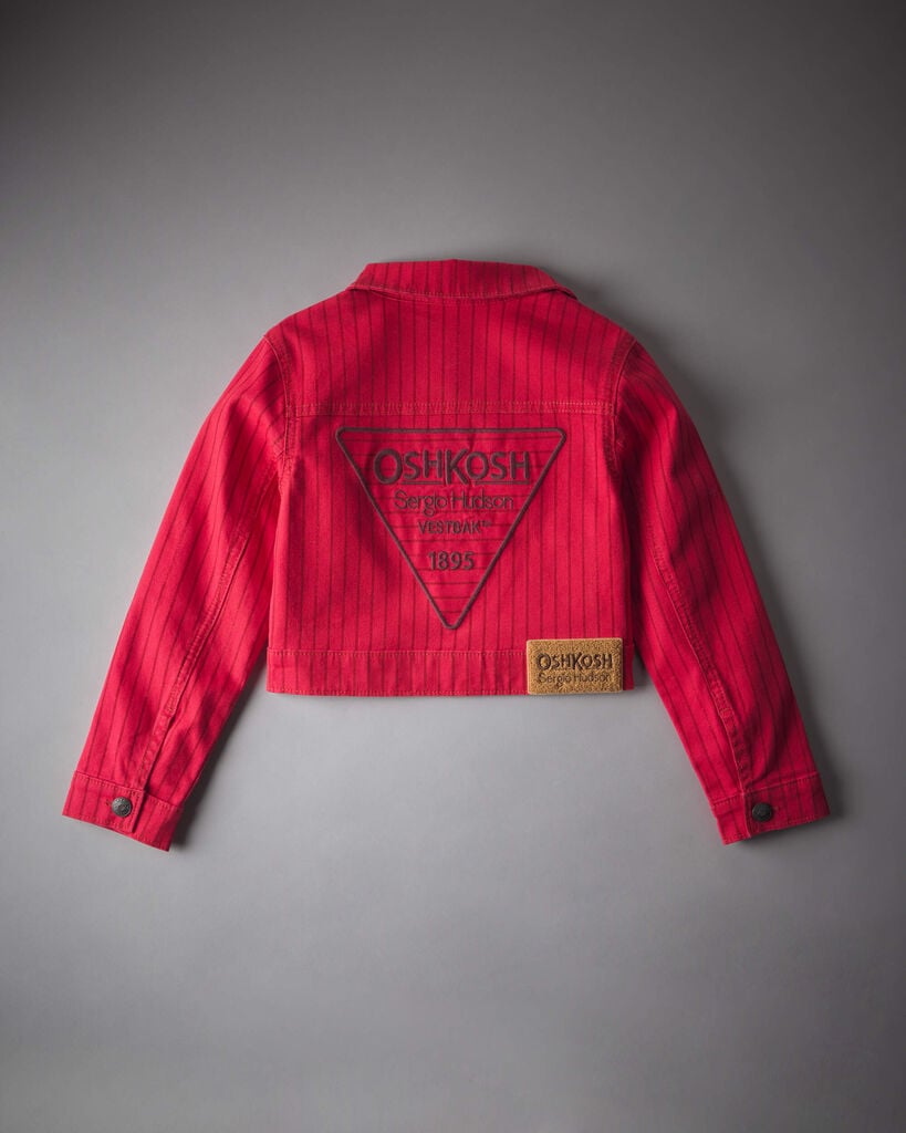 OshKosh B'gosh Girls OshKosh x Sergio Hudson Hickory-Striped Cropped Jacket in Red 10 Red