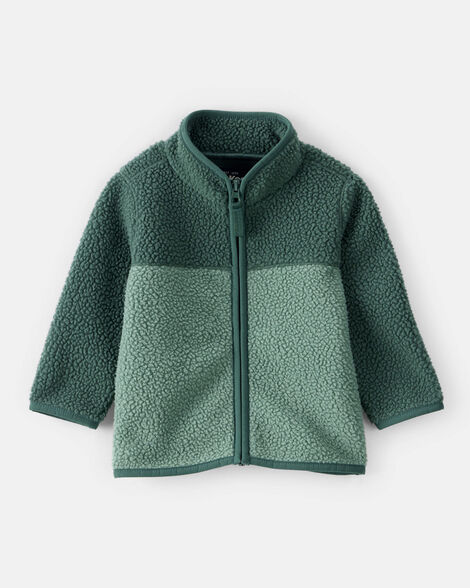 Baby Boy Color Block Microfleece Zip-Up Jacket - Green