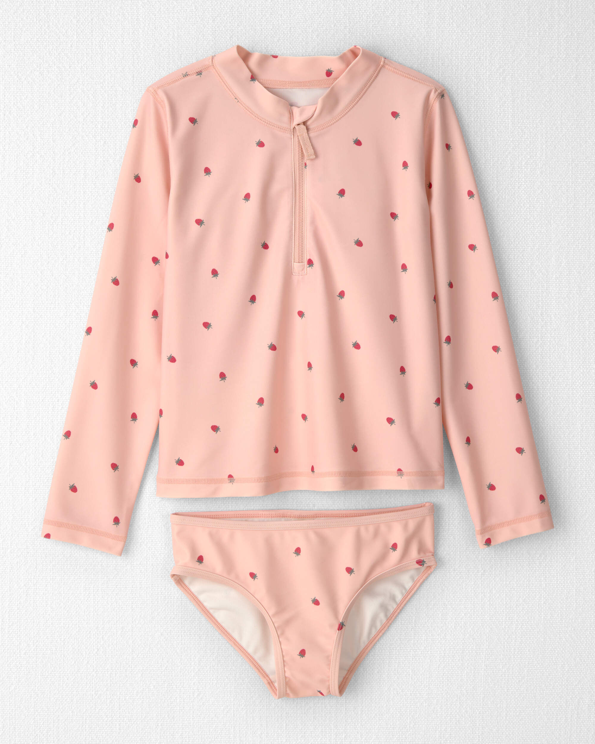 Little Planet Girls 2-Piece Recycled Rashguard Swimsuit Set in Strawberry Print 4 Strawberry 25$