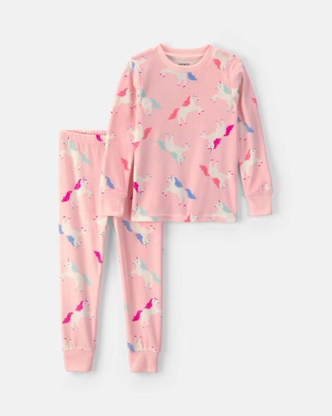 toddler girl 2-piece unicorn dreamplush snug fit pajama set - pink
