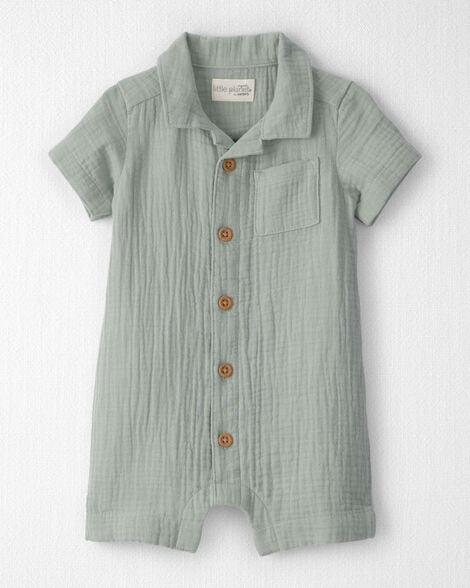 Baby Boy Organic Cotton Gauze Romper