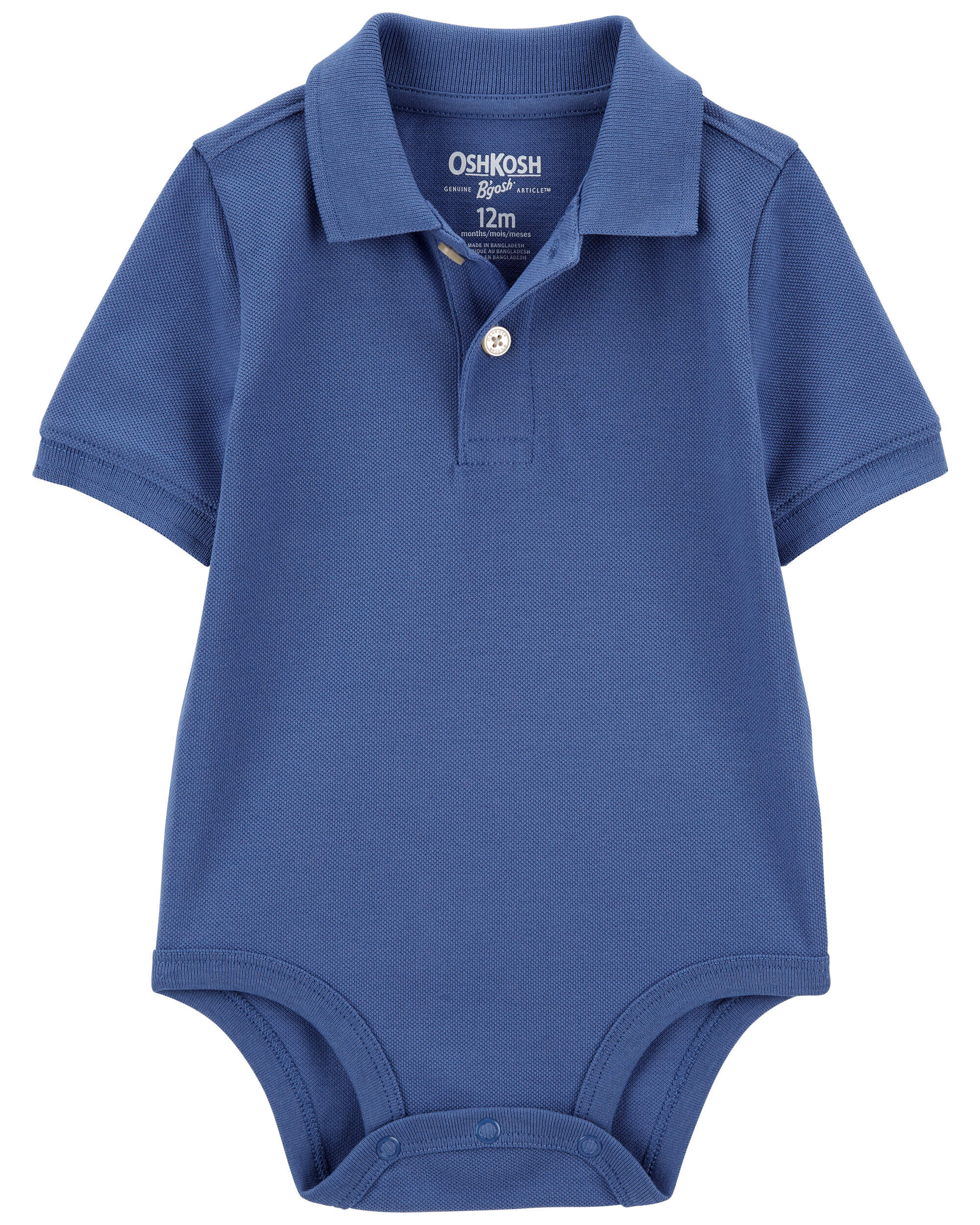 Baby Blue Piqué Polo Bodysuit - OshKosh | Carter's