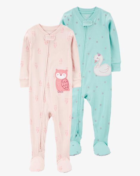  Product image 1 of Toddler 2-Pack Cotton Rib 1-Piece Footie Pajamas