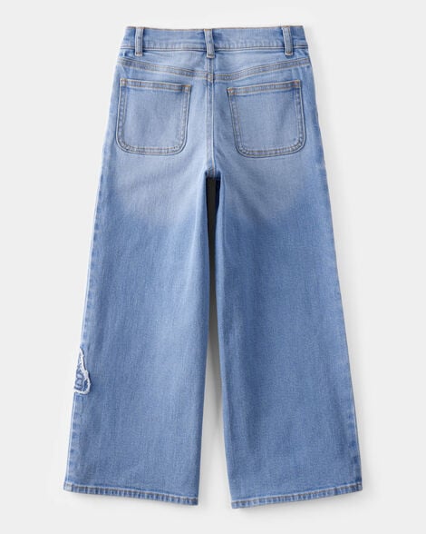 Kid Baggy Butterfly Embroidered Jeans - Breeze Wash