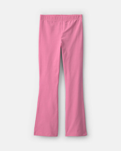 girls pull-on stretch flare leggings - pink