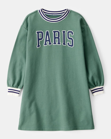 kid paris long-sleeve cotton dress - green