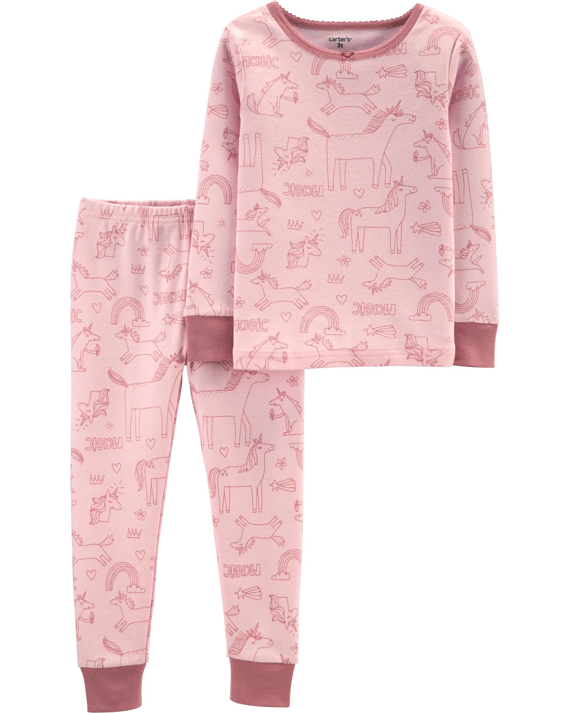 2-Piece Unicorn Snug Fit Cotton PJs 